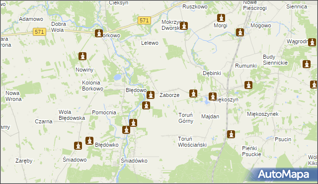 mapa Zaborze gmina Nasielsk, Zaborze gmina Nasielsk na mapie Targeo