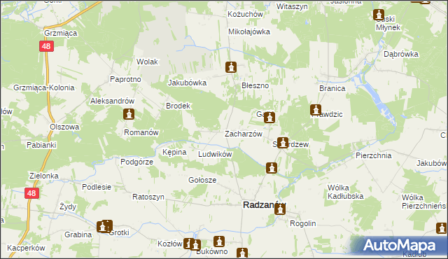 mapa Zacharzów, Zacharzów na mapie Targeo