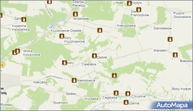 mapa Zadole gmina Opole Lubelskie, Zadole gmina Opole Lubelskie na mapie Targeo