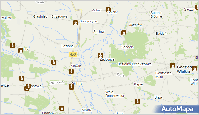mapa Zadowice, Zadowice na mapie Targeo