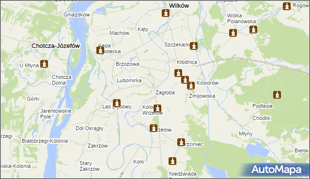 mapa Zagłoba gmina Wilków, Zagłoba gmina Wilków na mapie Targeo