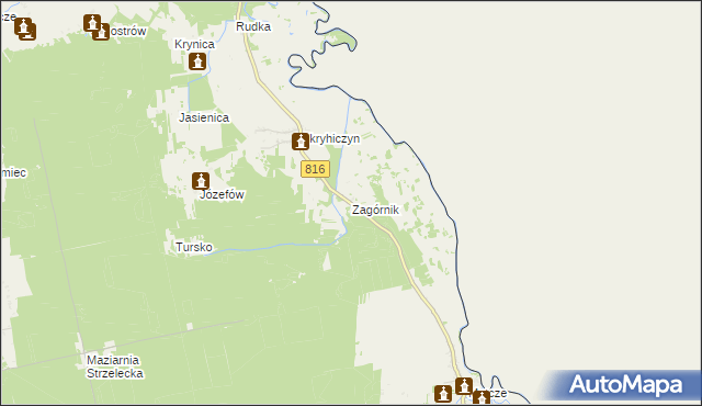 mapa Zagórnik gmina Dubienka, Zagórnik gmina Dubienka na mapie Targeo
