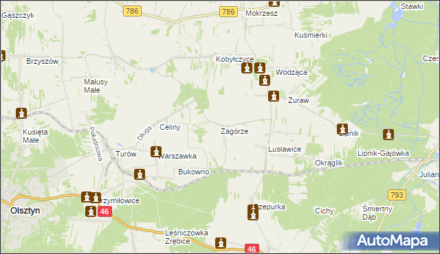 mapa Zagórze gmina Janów, Zagórze gmina Janów na mapie Targeo