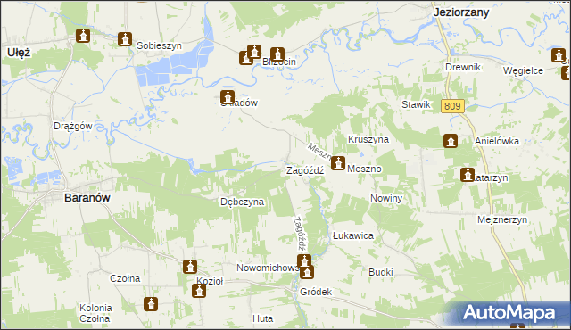 mapa Zagóźdź, Zagóźdź na mapie Targeo