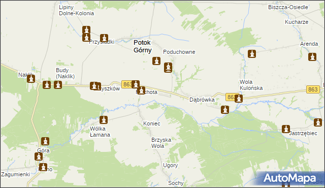 mapa Zagródki gmina Potok Górny, Zagródki gmina Potok Górny na mapie Targeo