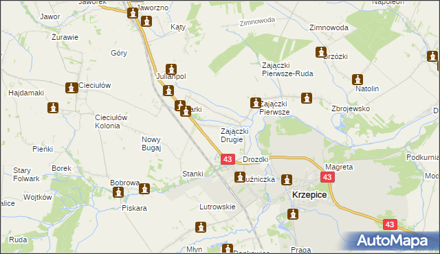 mapa Zajączki Drugie, Zajączki Drugie na mapie Targeo