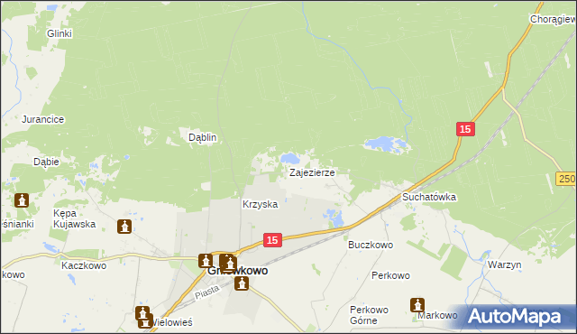 mapa Zajezierze gmina Gniewkowo, Zajezierze gmina Gniewkowo na mapie Targeo