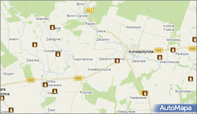 mapa Zakalinki-Kolonia, Zakalinki-Kolonia na mapie Targeo