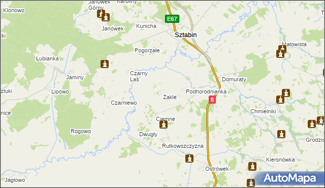 mapa Żakle, Żakle na mapie Targeo