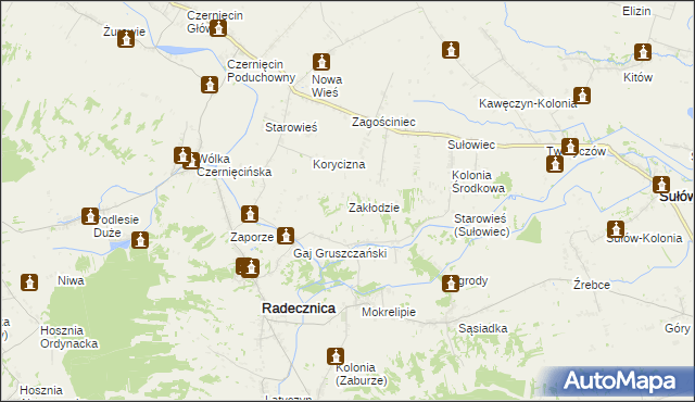 mapa Zakłodzie, Zakłodzie na mapie Targeo
