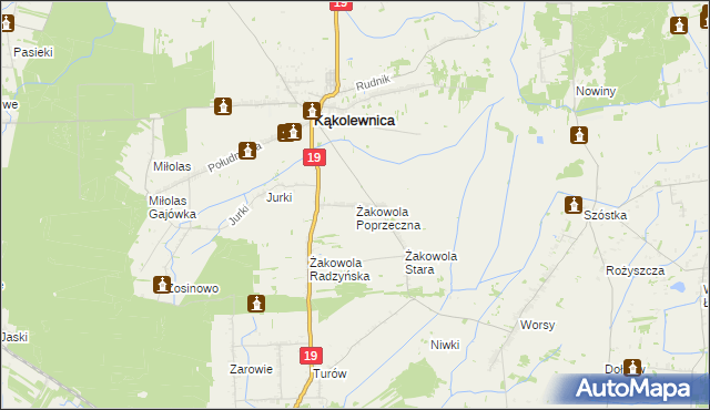 mapa Żakowola Poprzeczna, Żakowola Poprzeczna na mapie Targeo