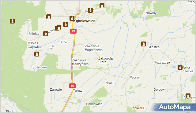 mapa Żakowola Stara, Żakowola Stara na mapie Targeo