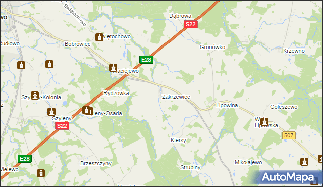 mapa Zakrzewiec, Zakrzewiec na mapie Targeo