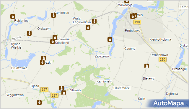 mapa Zakrzewo gmina Kłecko, Zakrzewo gmina Kłecko na mapie Targeo