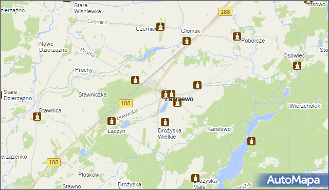 mapa Zakrzewo powiat złotowski, Zakrzewo powiat złotowski na mapie Targeo