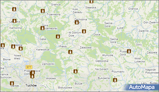 mapa Zalasowa, Zalasowa na mapie Targeo