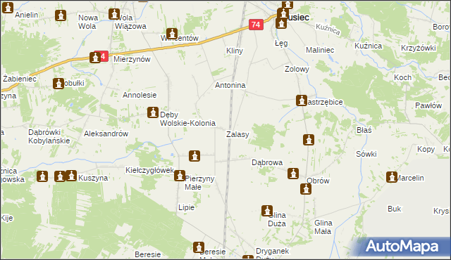 mapa Zalasy, Zalasy na mapie Targeo