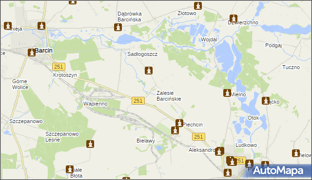 mapa Zalesie Barcińskie, Zalesie Barcińskie na mapie Targeo