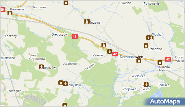 mapa Zalesie gmina Domaszowice, Zalesie gmina Domaszowice na mapie Targeo