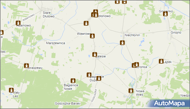 mapa Zalesie gmina Płośnica, Zalesie gmina Płośnica na mapie Targeo