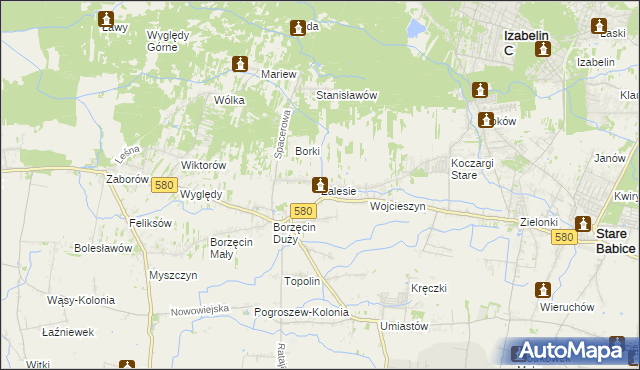 mapa Zalesie gmina Stare Babice, Zalesie gmina Stare Babice na mapie Targeo