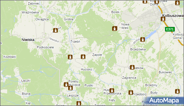 mapa Zapole gmina Niwiska, Zapole gmina Niwiska na mapie Targeo