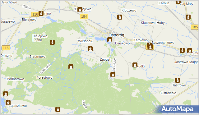 mapa Zapust, Zapust na mapie Targeo