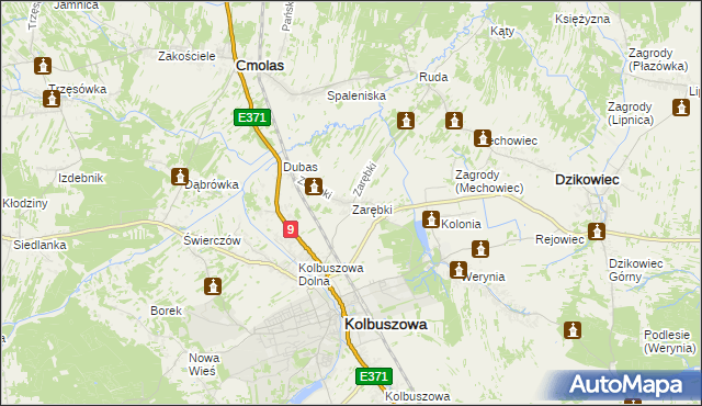 mapa Zarębki gmina Kolbuszowa, Zarębki gmina Kolbuszowa na mapie Targeo