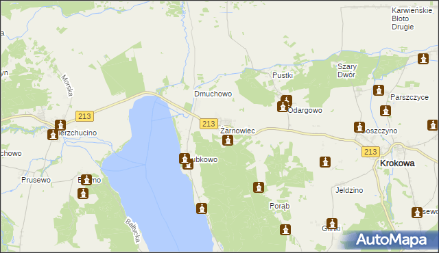 mapa Żarnowiec gmina Krokowa, Żarnowiec gmina Krokowa na mapie Targeo