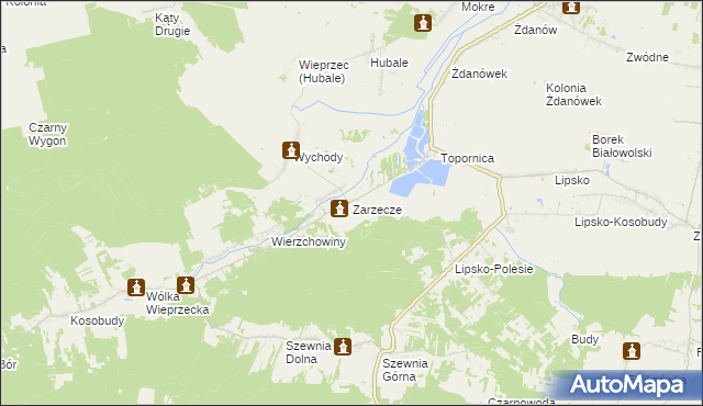 mapa Zarzecze gmina Zamość, Zarzecze gmina Zamość na mapie Targeo