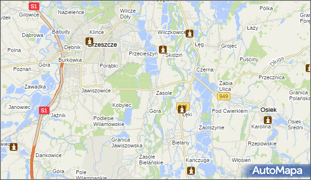 mapa Zasole, Zasole na mapie Targeo
