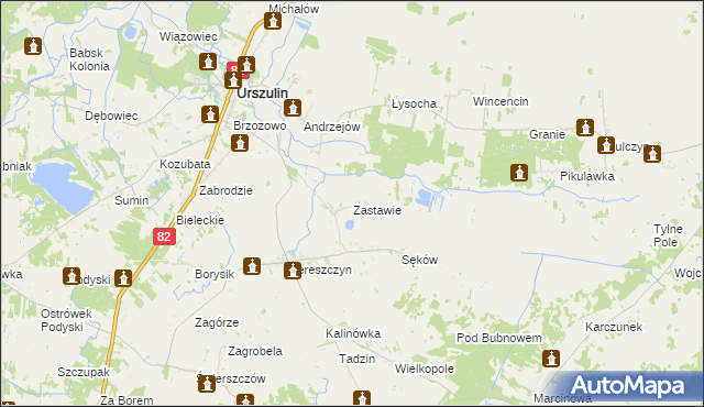 mapa Zastawie gmina Urszulin, Zastawie gmina Urszulin na mapie Targeo