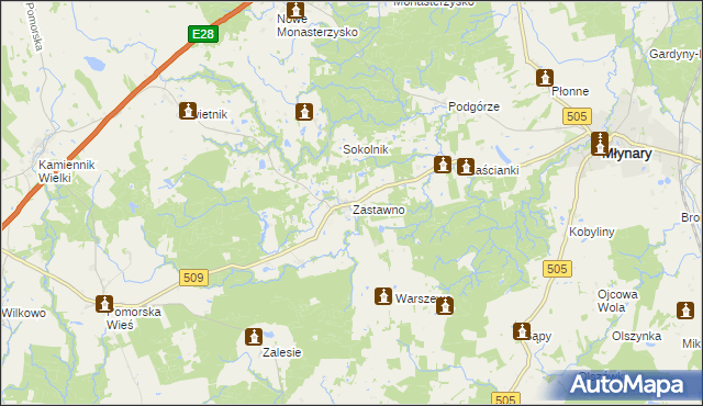 mapa Zastawno, Zastawno na mapie Targeo