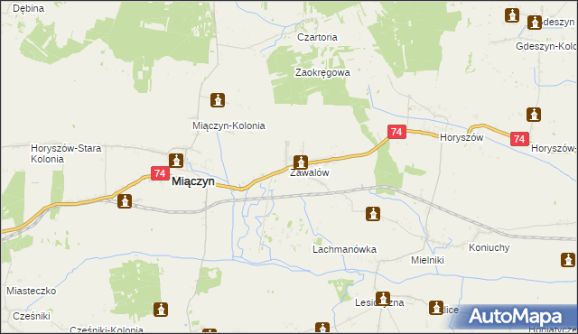 mapa Zawalów, Zawalów na mapie Targeo