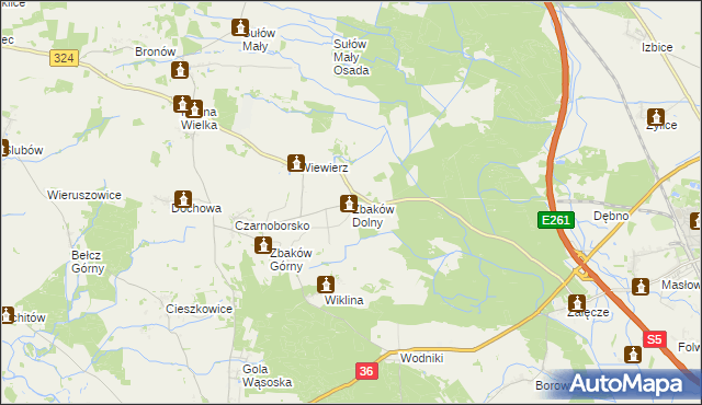 mapa Zbaków Dolny, Zbaków Dolny na mapie Targeo