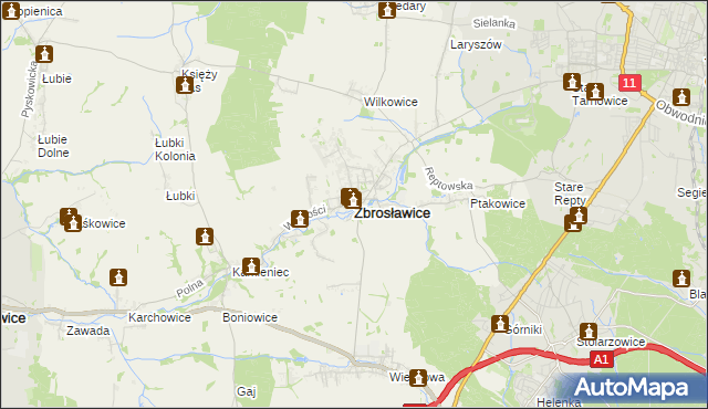 mapa Zbrosławice, Zbrosławice na mapie Targeo