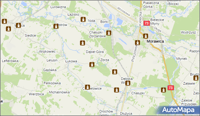 mapa Zbrza gmina Morawica, Zbrza gmina Morawica na mapie Targeo