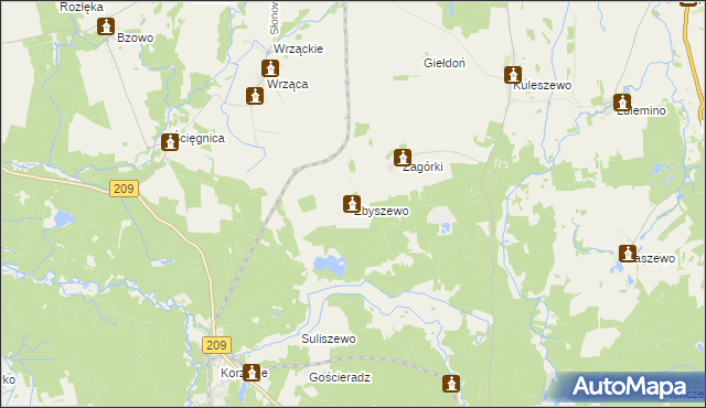 mapa Zbyszewo gmina Kobylnica, Zbyszewo gmina Kobylnica na mapie Targeo