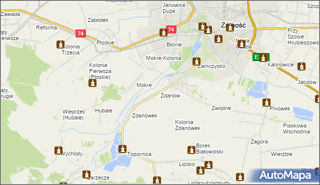 mapa Żdanów gmina Zamość, Żdanów gmina Zamość na mapie Targeo