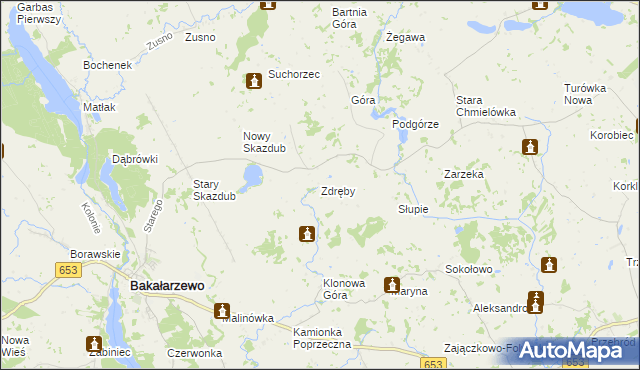 mapa Zdręby, Zdręby na mapie Targeo