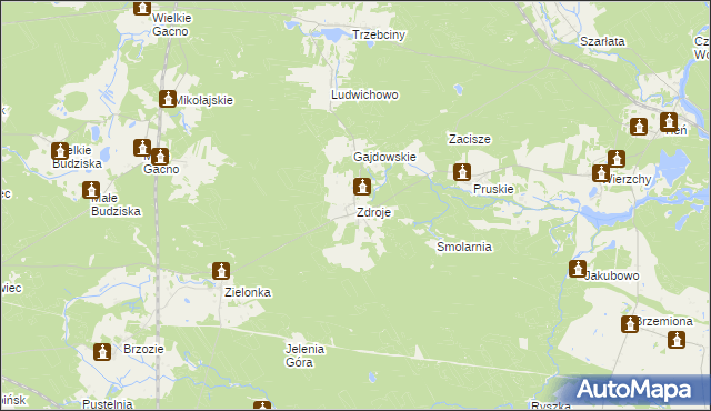 mapa Zdroje gmina Cekcyn, Zdroje gmina Cekcyn na mapie Targeo