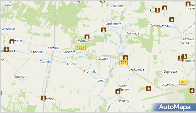 mapa Żdżary gmina Nowe Miasto nad Pilicą, Żdżary gmina Nowe Miasto nad Pilicą na mapie Targeo