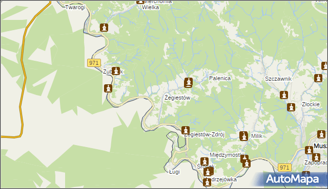 mapa Żegiestów, Żegiestów na mapie Targeo