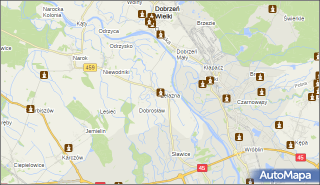mapa Żelazna gmina Dąbrowa, Żelazna gmina Dąbrowa na mapie Targeo