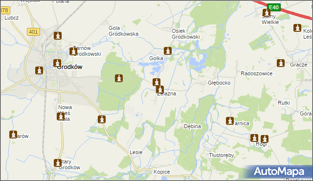 mapa Żelazna gmina Grodków, Żelazna gmina Grodków na mapie Targeo
