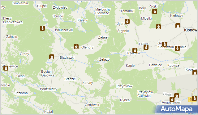 mapa Żelazo gmina Galewice, Żelazo gmina Galewice na mapie Targeo