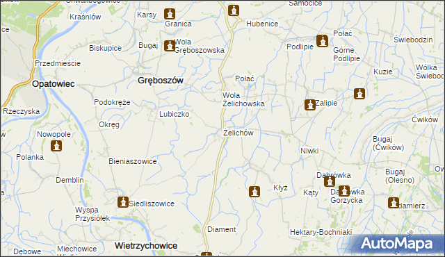 mapa Żelichów gmina Gręboszów, Żelichów gmina Gręboszów na mapie Targeo