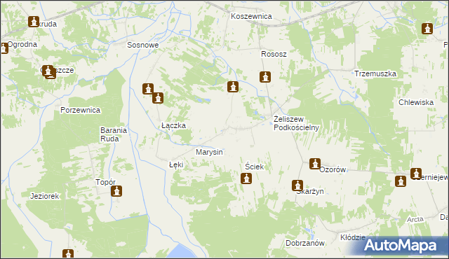 mapa Żeliszew Duży, Żeliszew Duży na mapie Targeo