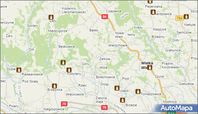 mapa Zelków, Zelków na mapie Targeo