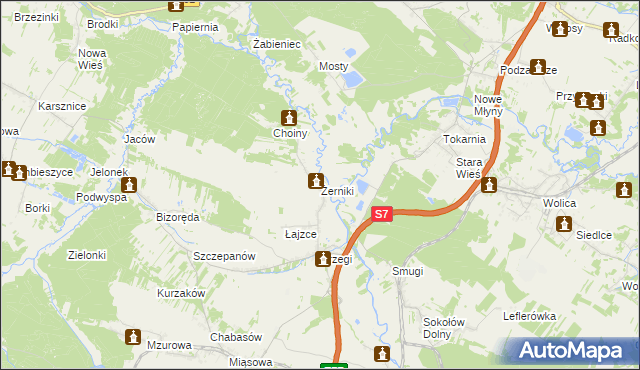 mapa Żerniki gmina Sobków, Żerniki gmina Sobków na mapie Targeo